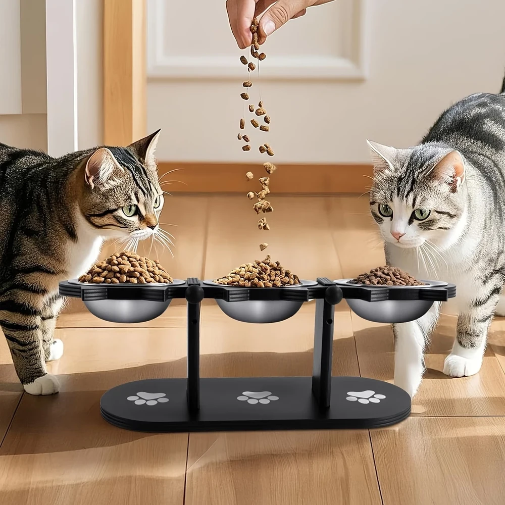 Comedero elevado para gatos – Marco de madera y tazón de acero inoxidable - imagen 2