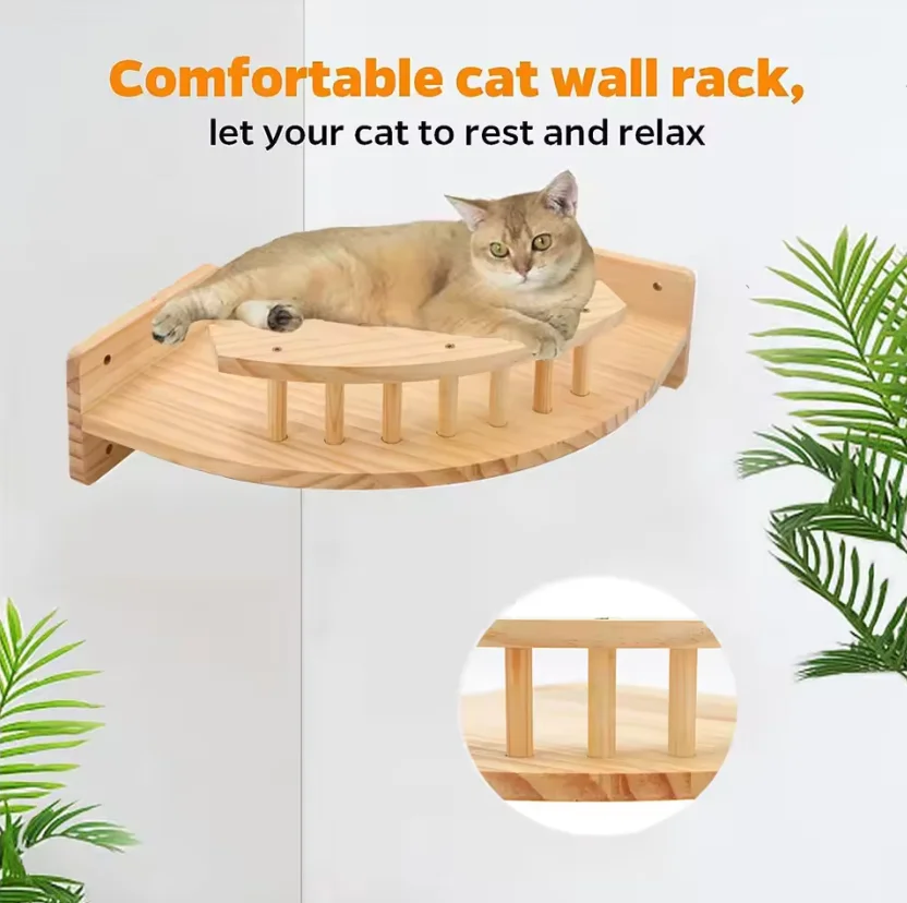 Wall Mounted Cat Tree Wooden Furniture Scratcher Jumping Platform Rope Ladder Cat Sleeping and Playing Cat Climbing Shelves - imagen 5