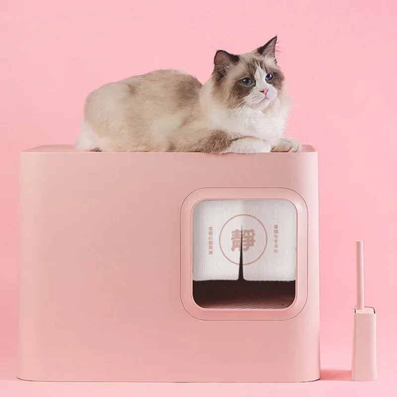 Caja de arena para gatos totalmente cerrada, antisalpicaduras, desodorante para inodoro para mascotas, lavabo para merda, productos para mascotas medianos y pequeños - imagen 3