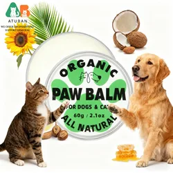 ATUBAN Bálsamo para patas de perro y bálsamo para la nariz, Protector totalmente natural para patas de perro y gato, chupete, aceite de coco orgánico para patas secas y agrietadas de perro, nariz