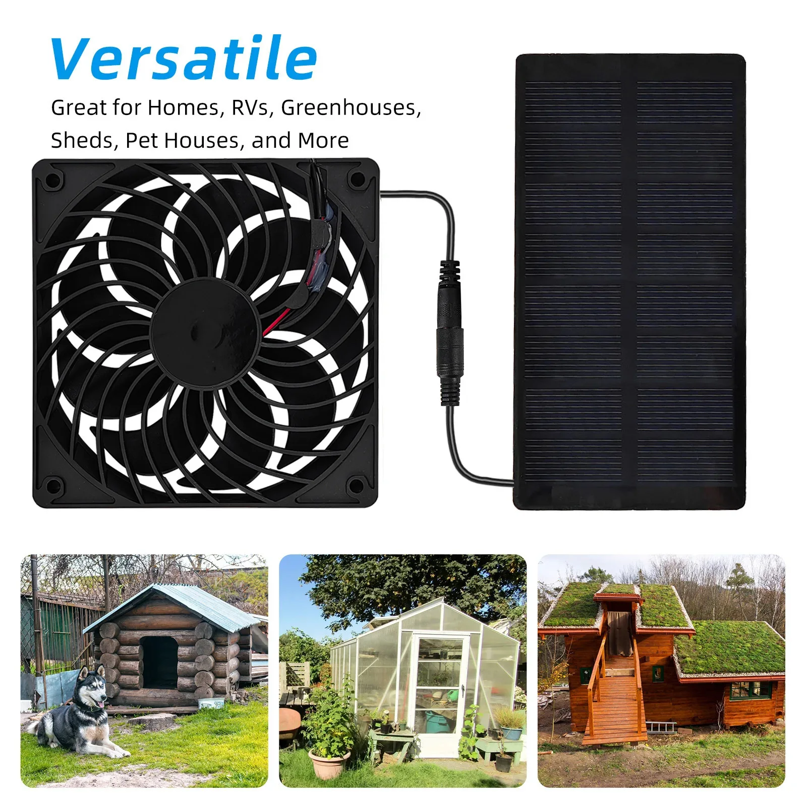 Ventilador solar 12V para gallinero y cobertizo - Kit con panel