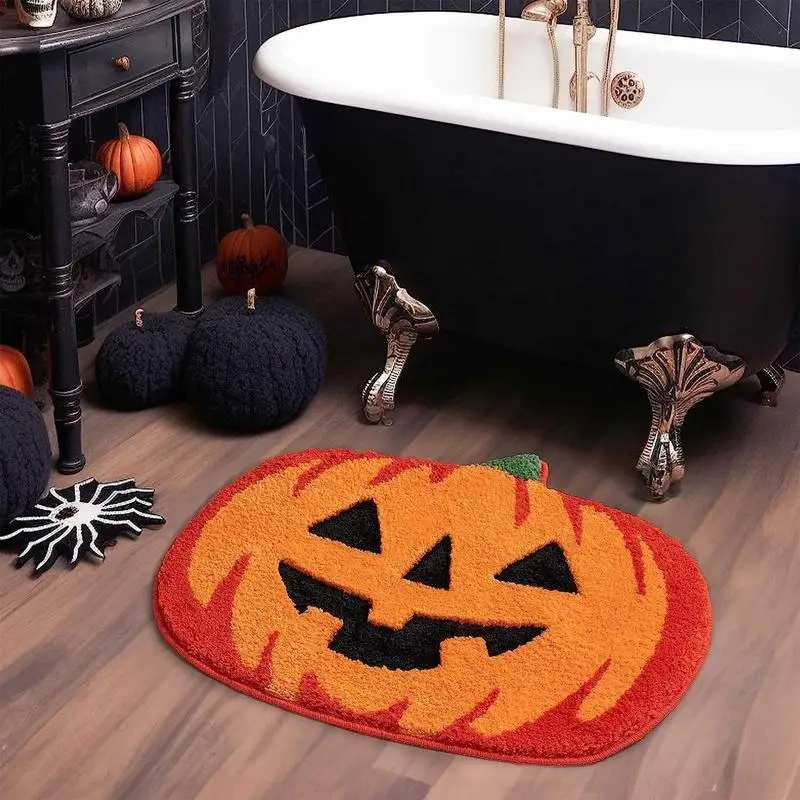Alfombrillas de Halloween para puerta, alfombras de franela impermeables para cocina, pasillo, dormitorio, baño, Felpudo de entrada antideslizante - imagen 3
