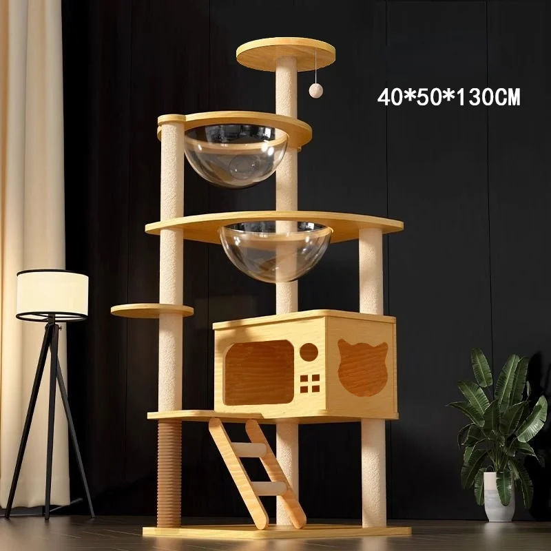 Plataforma multicapa, torre de árbol para gatos, casa de madera, cuerda de Sisal, postes raspadores para gatos, hamaca de molienda, marco de escalada para gatos