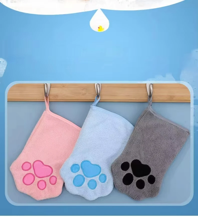 Guante de aseo para mascotas, toalla para patas de perros de secado rápido, manopla de aseo para perros de doble cara de microfibra para perros medianos y pequeños
