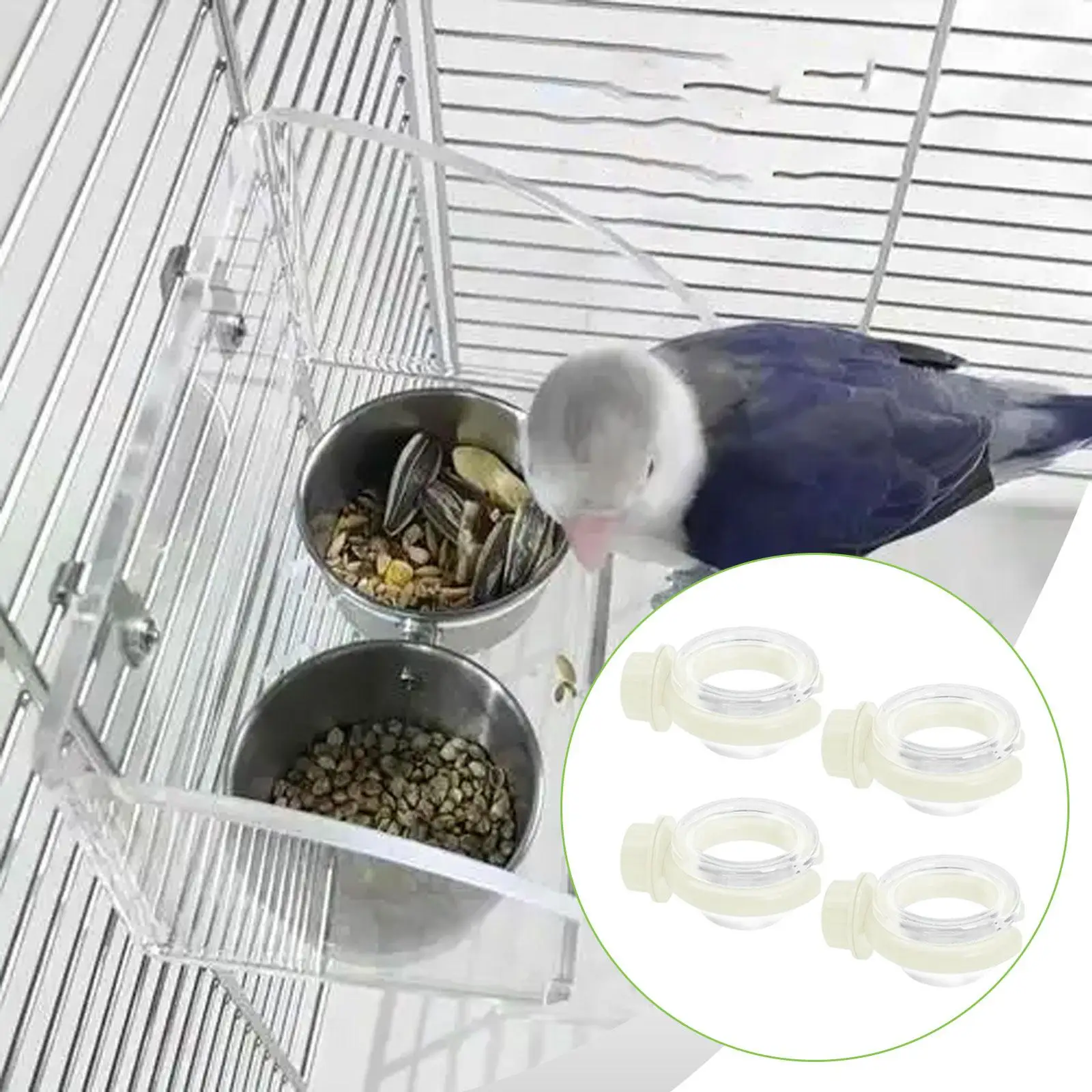 4x accesorio para comedero de agua para pájaros, versátil, fácil de limpiar, resistente, profesional, transparente, cuenco de alimentación colgante, decoración de jardín