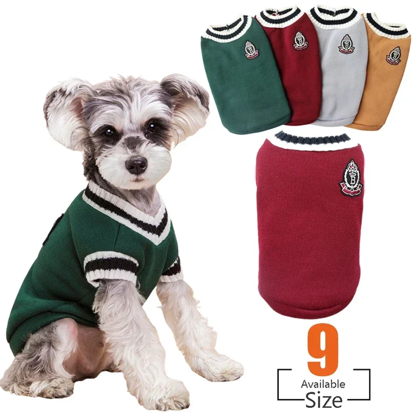 XS-5XL ropa de estilo universitario para mascotas, suéter cálido para perros pequeños y grandes, chaleco para cachorros, abrigo para Bulldog Francés Yorkie Chihuahua, suministros para perros