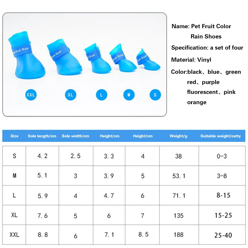 Chubasquero impermeable para mascotas, bota de goma antideslizante para perros pequeños, medianos y grandes, calzado de suela suave para caminar al aire libre para perros y gatos - imagen 5
