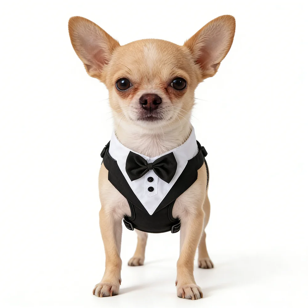 Esmoquin para perros para traje de boda, traje para perros y disfraces de corbata para cumpleaños, cosplay, fiesta de Navidad, ropa formal para mascotas con pajarita - imagen 4