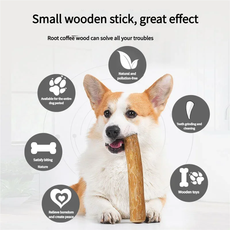 Palo para masticar para perros de madera de café Natural, juguete molar para cachorros para limpieza de dientes, alivio del aburrimiento y la ansiedad, juguete para masticar salud Dental - imagen 3