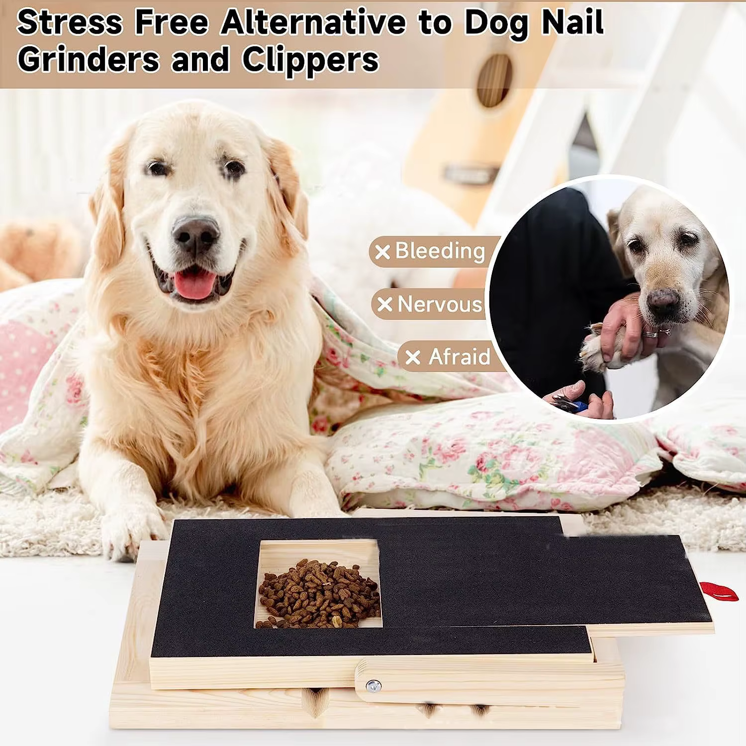 Tabla rascadora perros madera maciza – Dispensador golosinas retráctil - imagen 4