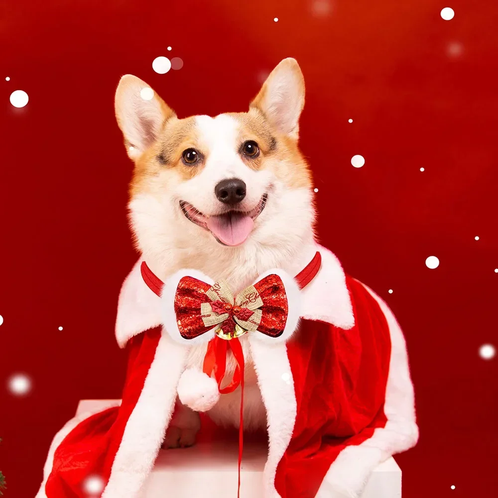 20 piezas pajaritas grandes para perros, pajarita navideña para mascotas pequeñas y medianas, Collar con banda elástica, lazos para fiesta, escenario, aseo para perros pequeños - imagen 4