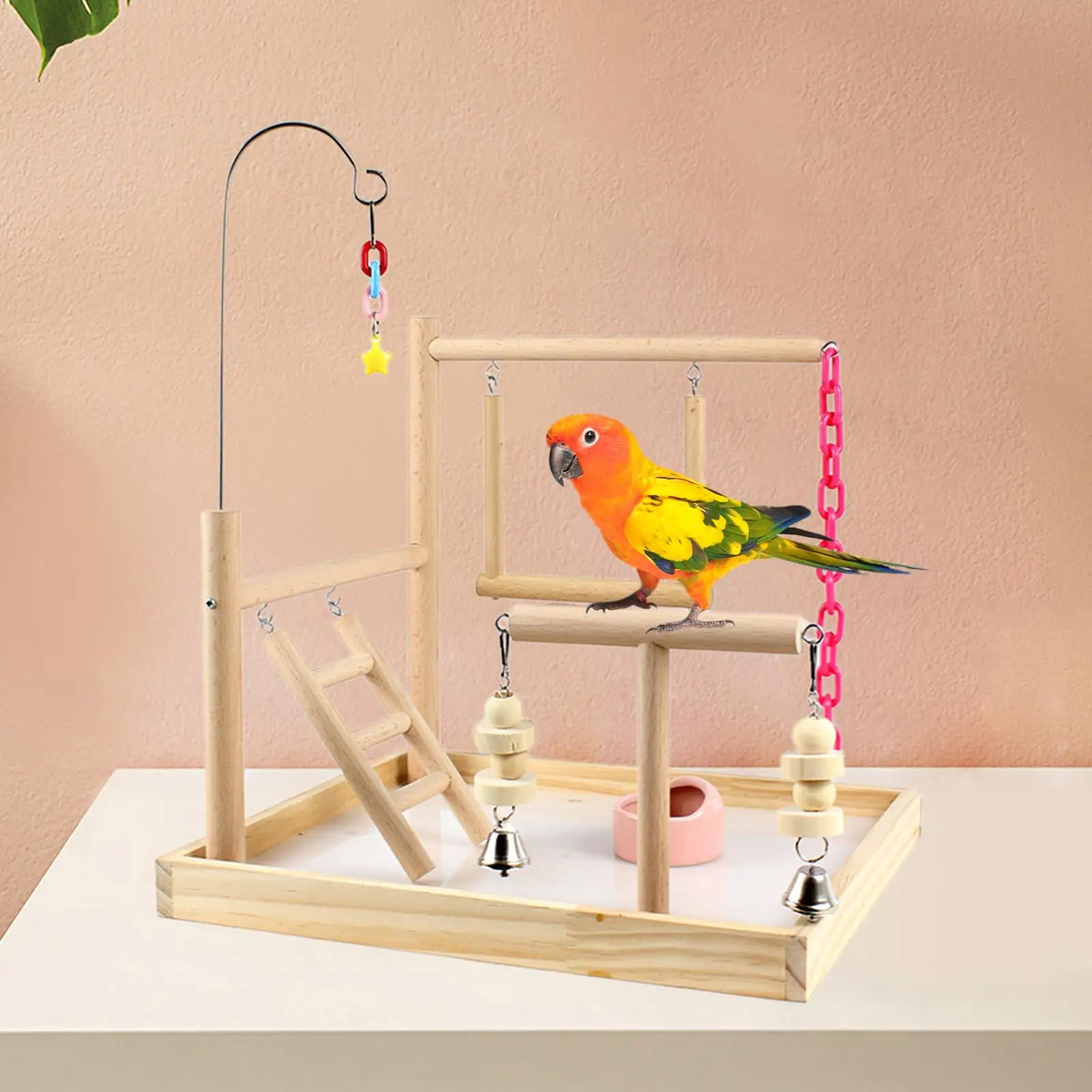 Parrot Playground Exercise Toy Wood Perch Stand for Cockatiel Budgie Macaws