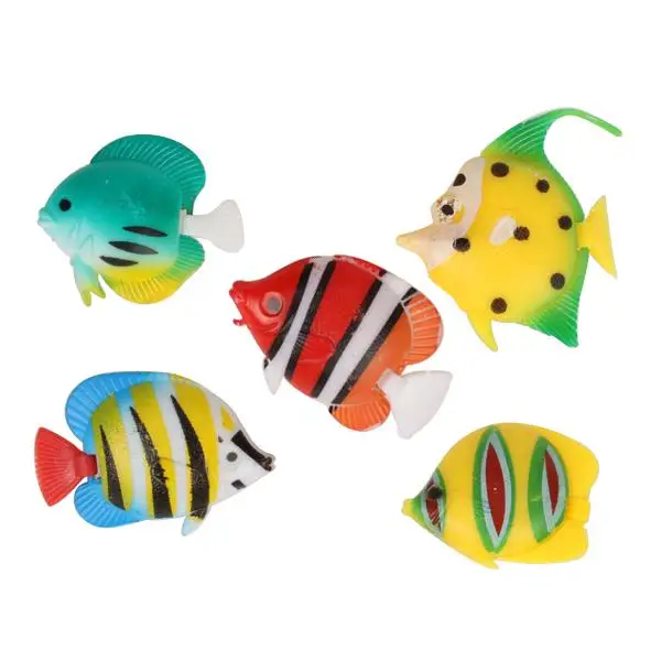 5pcs Colourful Assorted Artificial Plastic Aquarium Tropical Fish