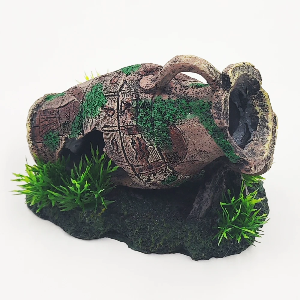 Florero antiguo Retro con forma de resina, adornos para pecera, adorno de paisaje para acuario, decoraciones para acuario, artesanía para el hogar, estatua para pecera - imagen 4