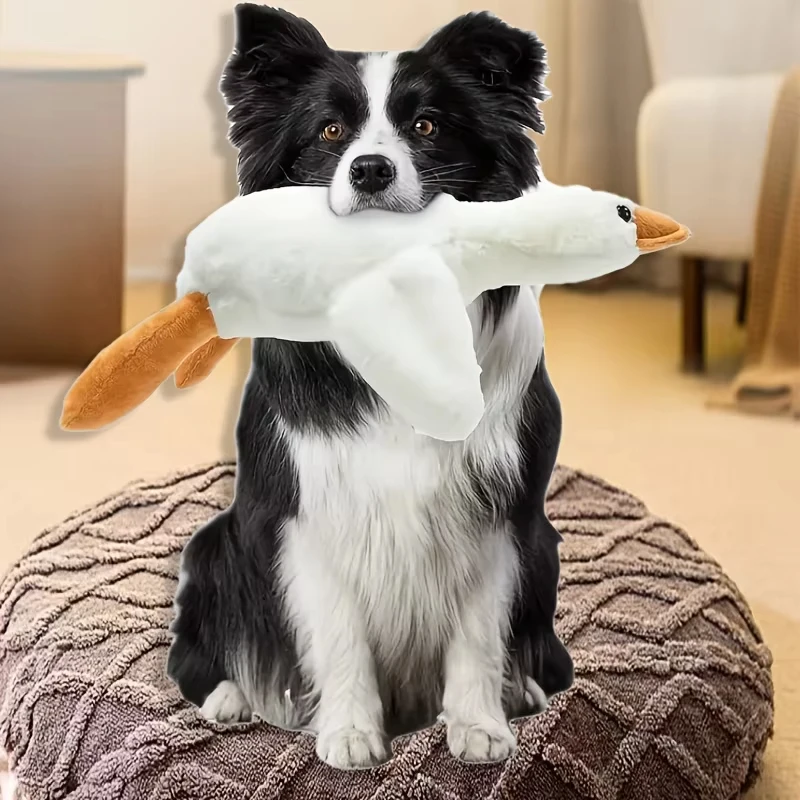 Pato blanco de peluche grande para perros, muñecos realistas con diseño de ganso, adecuados para masticar y jugar, las mejores suministros para mascotas - imagen 2
