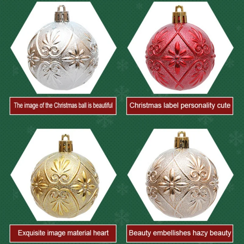 Bolas de Navidad de 6 quilates, adornos de árbol, juego de decoraciones de árbol de Navidad inastillables, reutilizables para vacaciones, decoración de árbol de Navidad, Año Nuevo - imagen 2