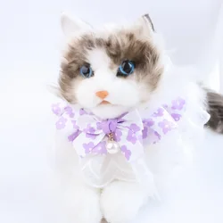 Collar estilo coreano con perla grande y lazo para perros y gatos