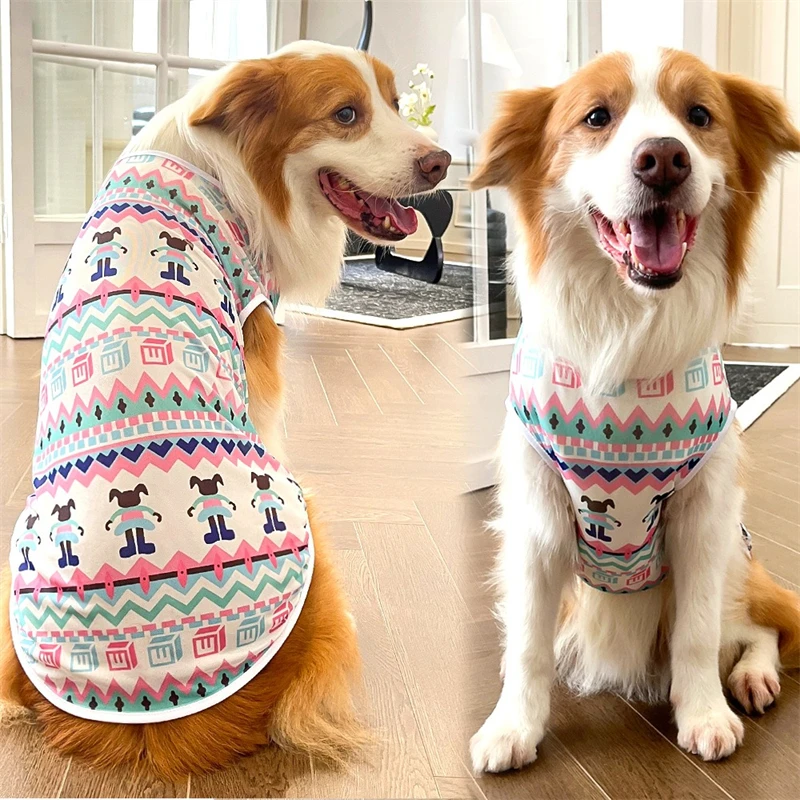 Ropa de verano para cachorros medianos y grandes de alta elasticidad, chaleco fresco de malla con protección UV para gatos, monos con estampado de dibujos animados para perros Husky York - imagen 2