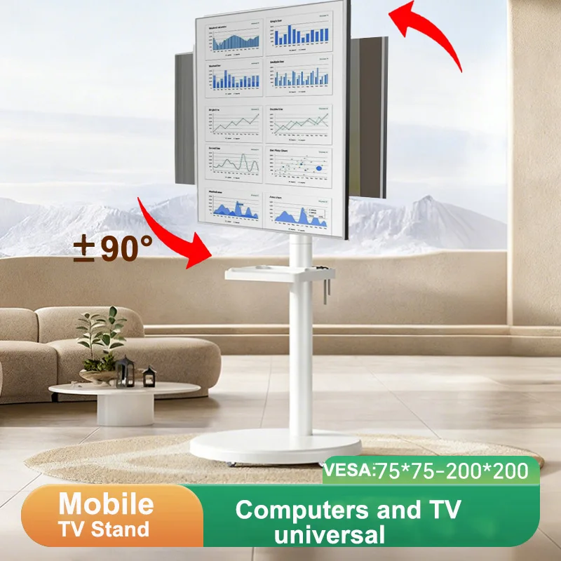 Carrito soporte TV con ruedas y estante – Para TV de hasta 55 pulgadas - imagen 5
