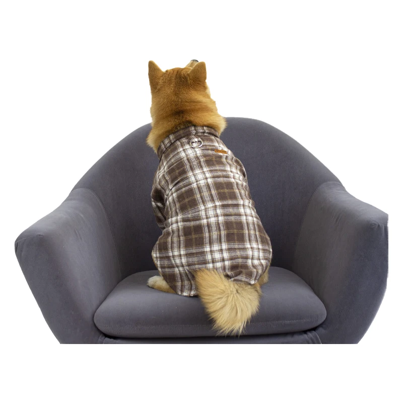 Camisa de estilo británico para perros y gatos, ropa para mascotas con anillo en D para perros pequeños, ropa para cachorros Shiba Inu Corgi, primavera y verano - imagen 4