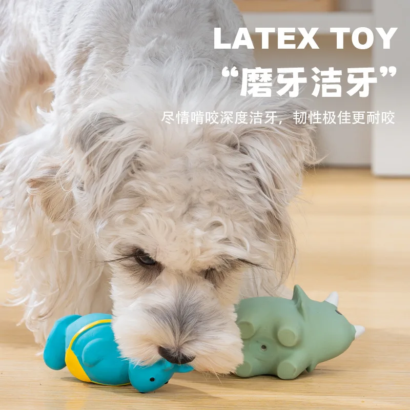 Juguete de látex para perros pequeños – Dinosaurio vocal para masticar y limpiar dientes - imagen 3