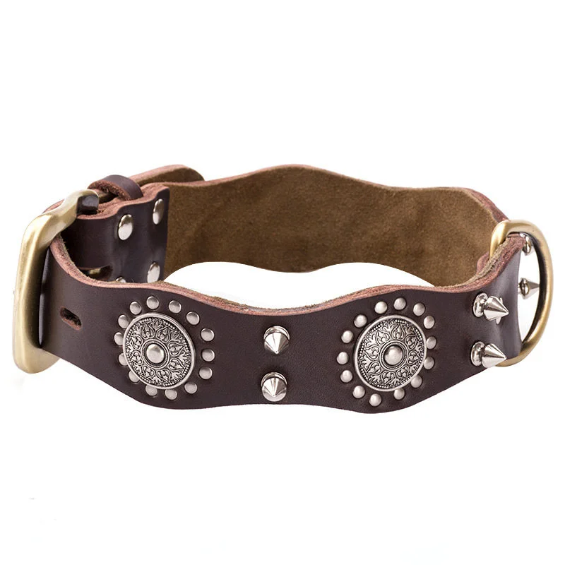 Collar de cuero con púas resistente para perros medianos y grandes - imagen 3