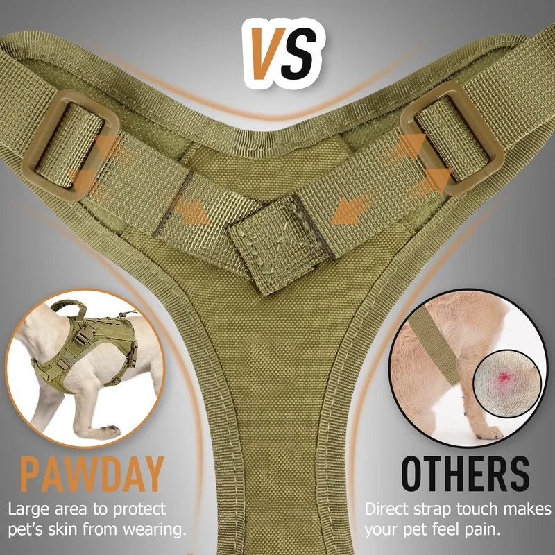 Arnés táctico para perro K9, chaleco de servicio militar para caminar, entrenamiento ajustable, caza con sistema Molle y mango de goma - imagen 5