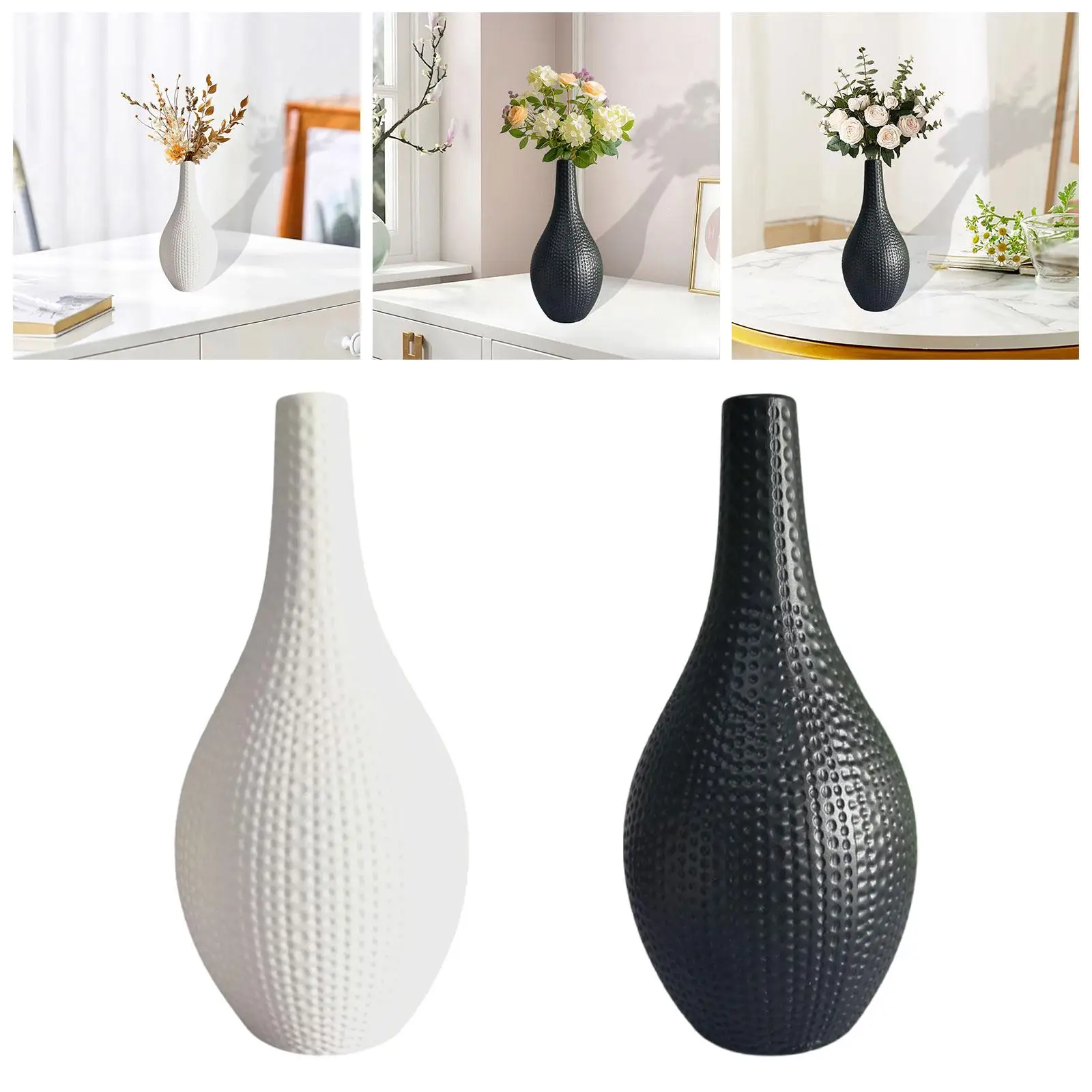 Florero moderno, decoración minimalista, aspecto cerámico de plástico, centro de mesa elegante para mesa de comedor y hogar - imagen 4