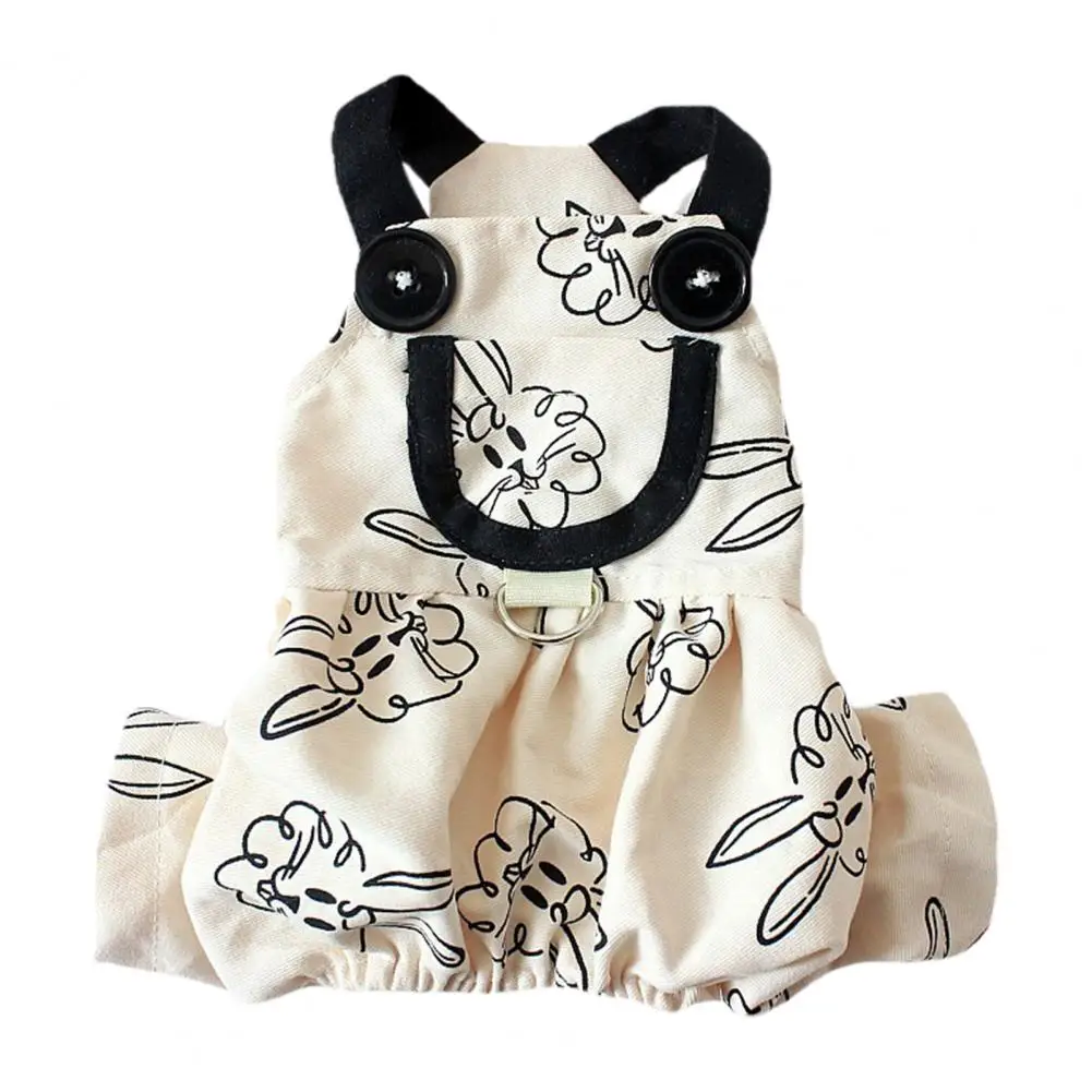 Elegante mono transpirable para mascotas, vestido decorativo lavable con patrón de dibujos animados para perros, Verano - imagen 2
