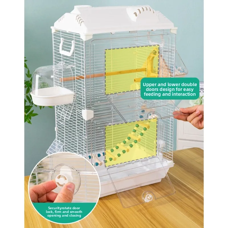 Jaulas acrílicas para pájaros, cajón grande, jaula para pájaros, loros, accesorios para pájaros grandes, jaula para loros, Animal PEQUEÑO, escondite, jaula para pájaros con casa de juguete - imagen 3