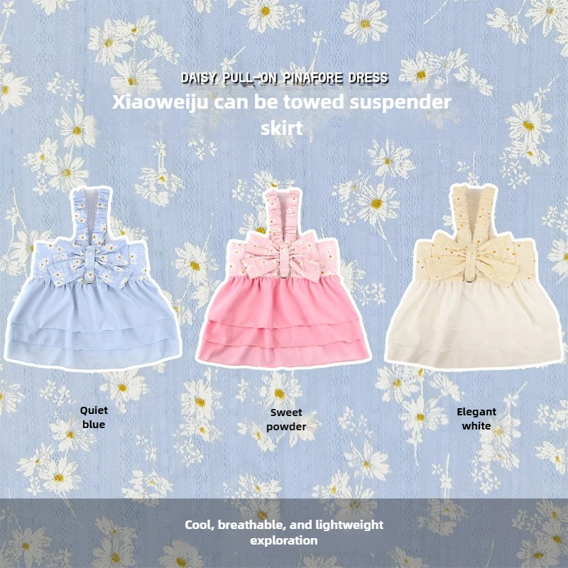 Falda bonita para perro, vestido transpirable de algodón para mascotas, falda de Margarita pequeña de peluche, ropa para el pecho y la espalda, productos para mascotas