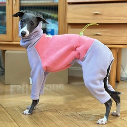 Sudadera cálida de lana púrpura y rosa para perros medianos, abrigo de invierno suave de 4 patas con cuello alto a prueba de viento para Italia Little Greyhound