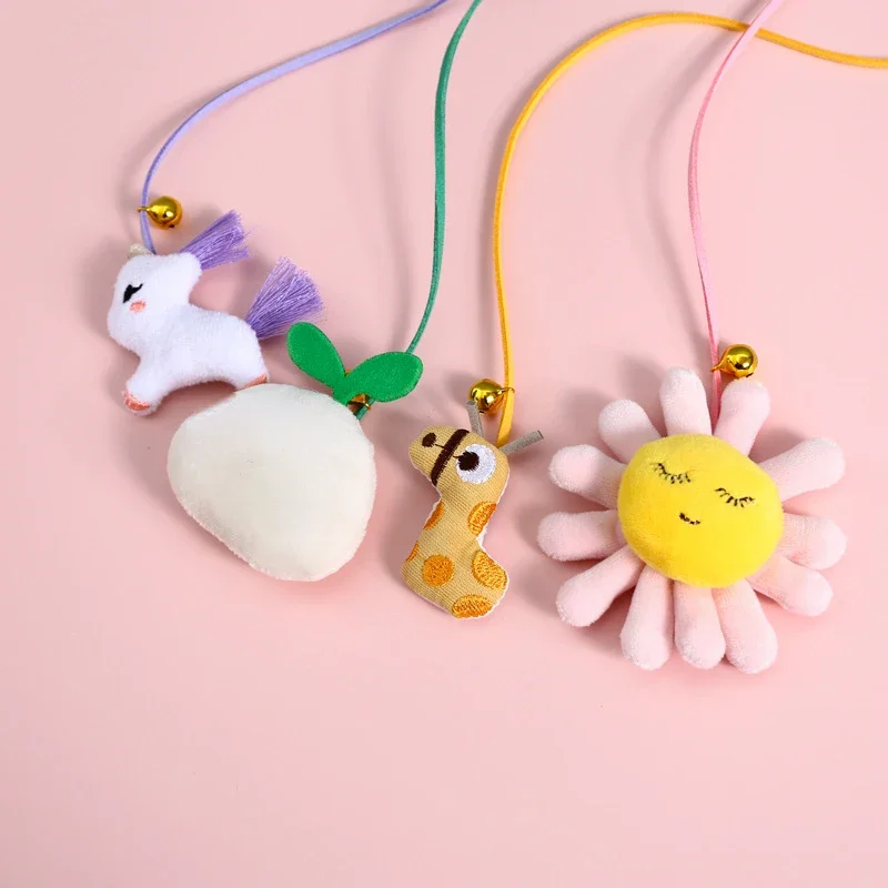 Campana de peluche de dibujos animados para gatos, palo divertido para gatos, gusano de carpintero, sol, flor, brotes de frijol, juguete Vocal interactivo para mascotas, accesorios para gatos, juguetes para mascotas - imagen 5