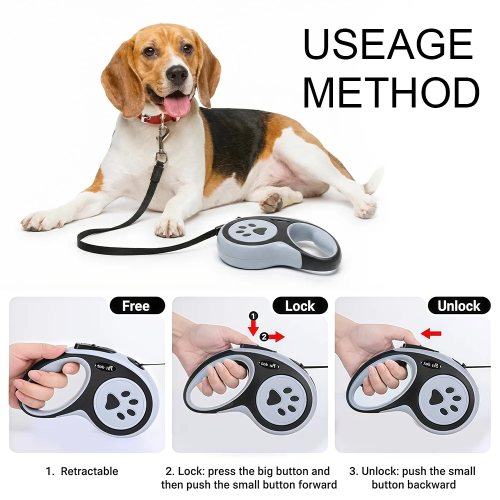 Correa retráctil de nailon para perros y gatos pequeños y medianos - imagen 2