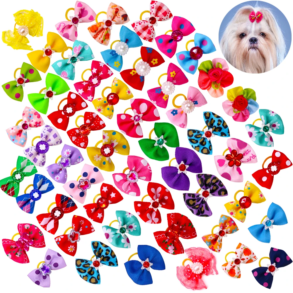 Lazos de perlas y diamantes para perros Masue Pets en varios colores