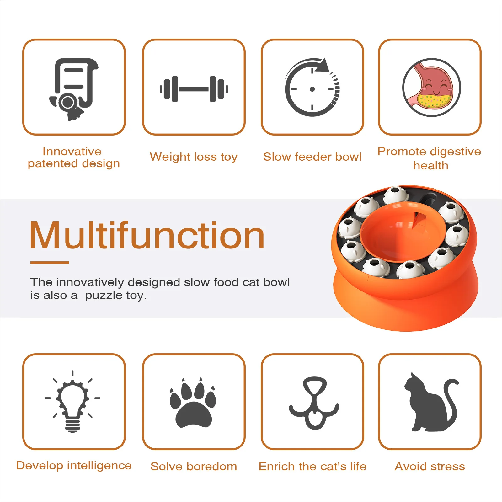 Comedero lento puzzle para gatos anti-ansiedad alimentario - imagen 4