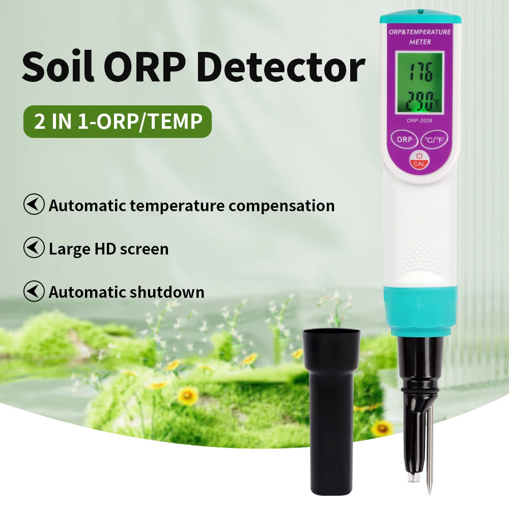 Probador ORP de suelo de alta precisión, Detector Digital de suelo 2 en 1, medidor de temperatura ORP con retroiluminación para invernadero de plantas y flores