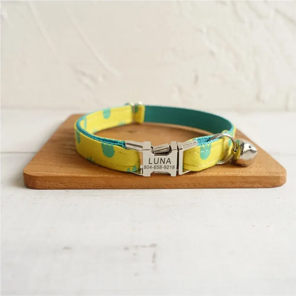 Collar de gato personalizado con grabado gratuito, correa para mascotas a juego, hebilla de Metal de contactos personalizados, Collar pequeño para mascotas con pata de dragón