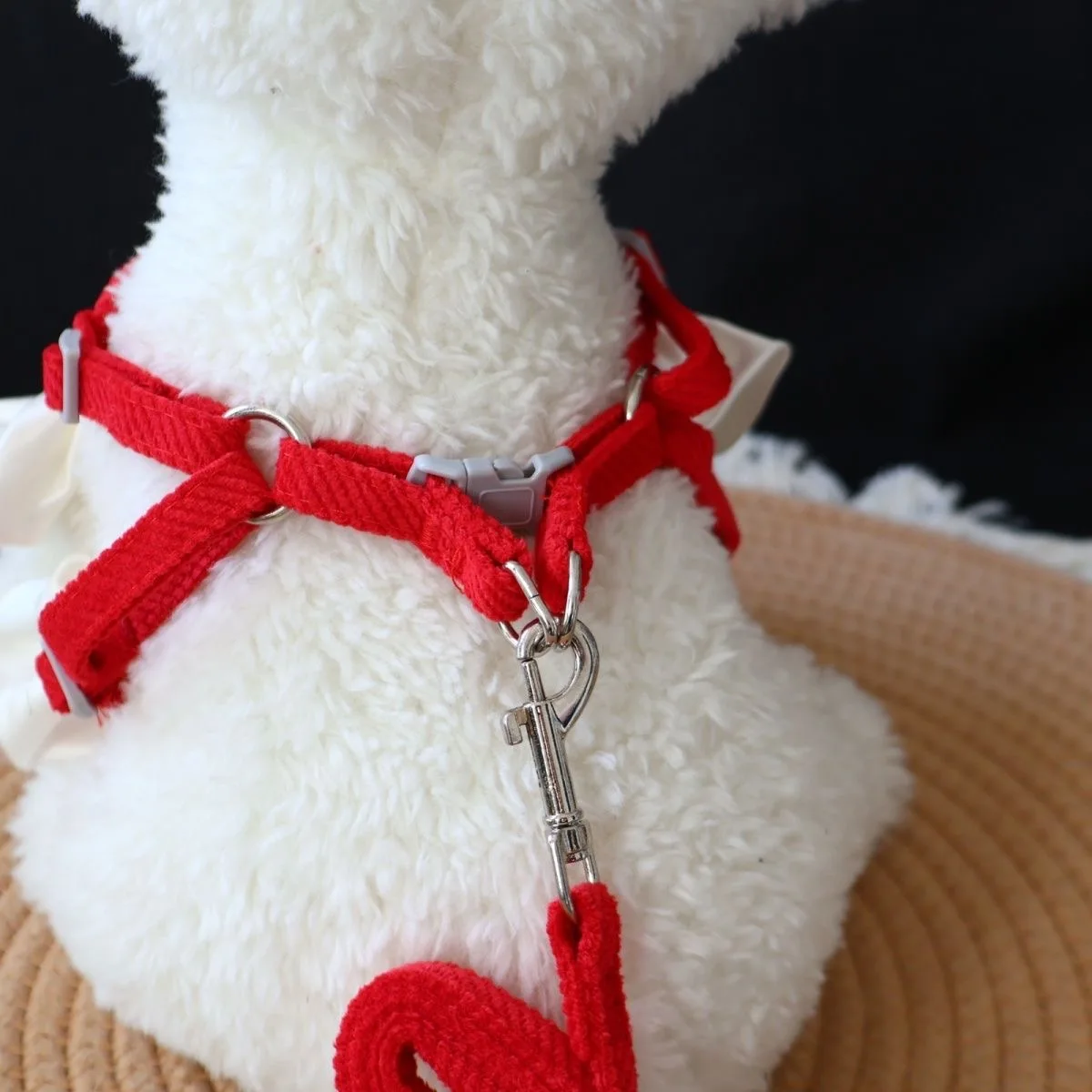 Arnés Kawaii con volantes para cachorros, arnés para perros pequeños, gatos, plomo para caminar para Bichon Frise maltés, suministros de entrenamiento para perros de peluche - imagen 5
