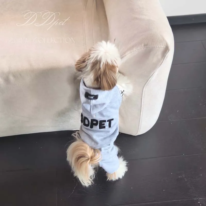 Mono de otoño e invierno para mascotas, Schnauzer Teddy, perro pequeño, ropa deportiva gruesa de cuatro patas, ropa para cachorros, abrigo de invierno para mascotas