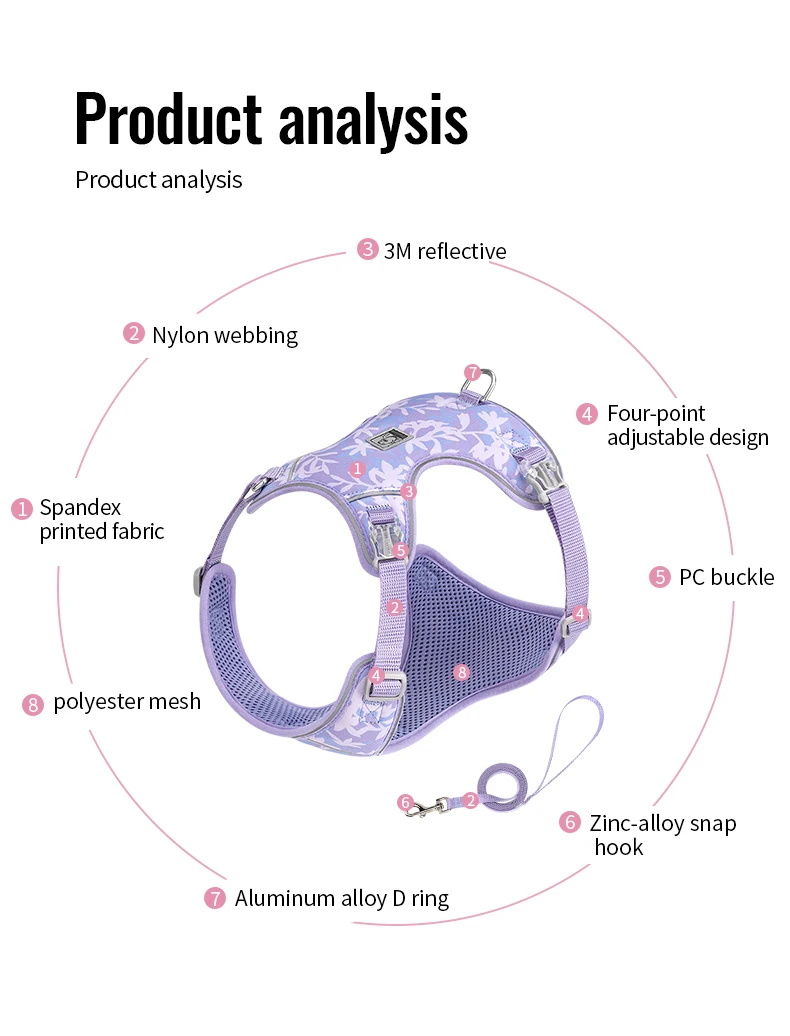 Truelove-Juego de arnés y correa para mascotas, ultraligero, transpirable, malla de nailon de alta calidad, reflectante, entrenamiento nocturno para perros TLH2918 - imagen 5