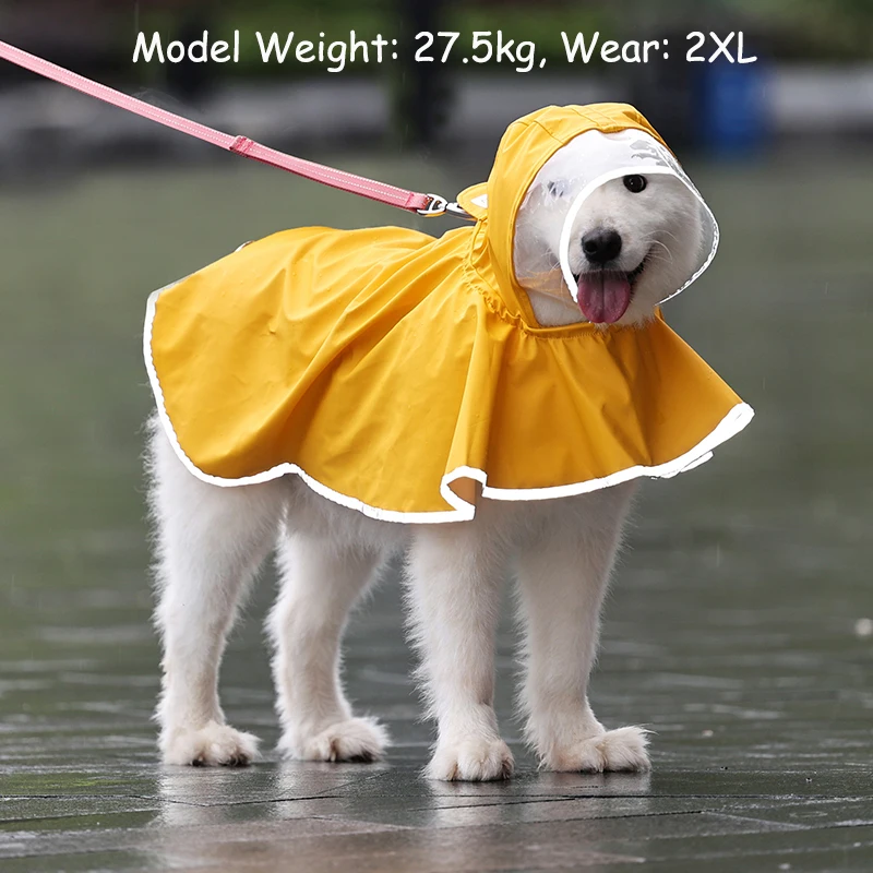 Chubasquero impermeable de PU para perros, Poncho de lluvia transparente con capucha para perros pequeños, medianos y grandes, chaqueta reflectante suave a prueba de lluvia para mascotas - imagen 4
