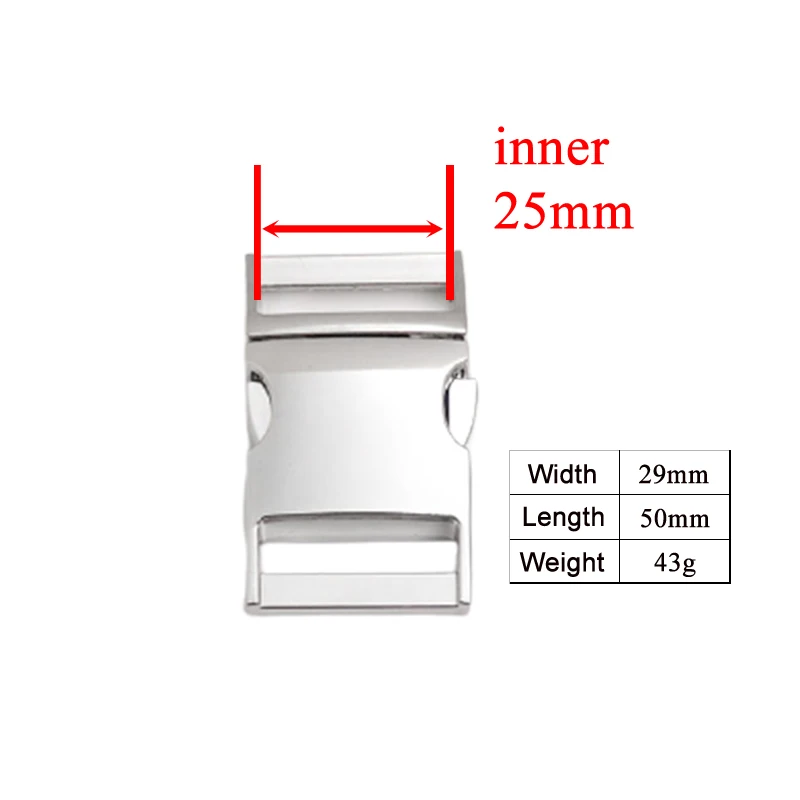 50 unids/lote hebillas curvas de liberación lateral de Metal hebilla chapada duradera collar de perro paracord diy 3 colores 3 tamaños - imagen 3