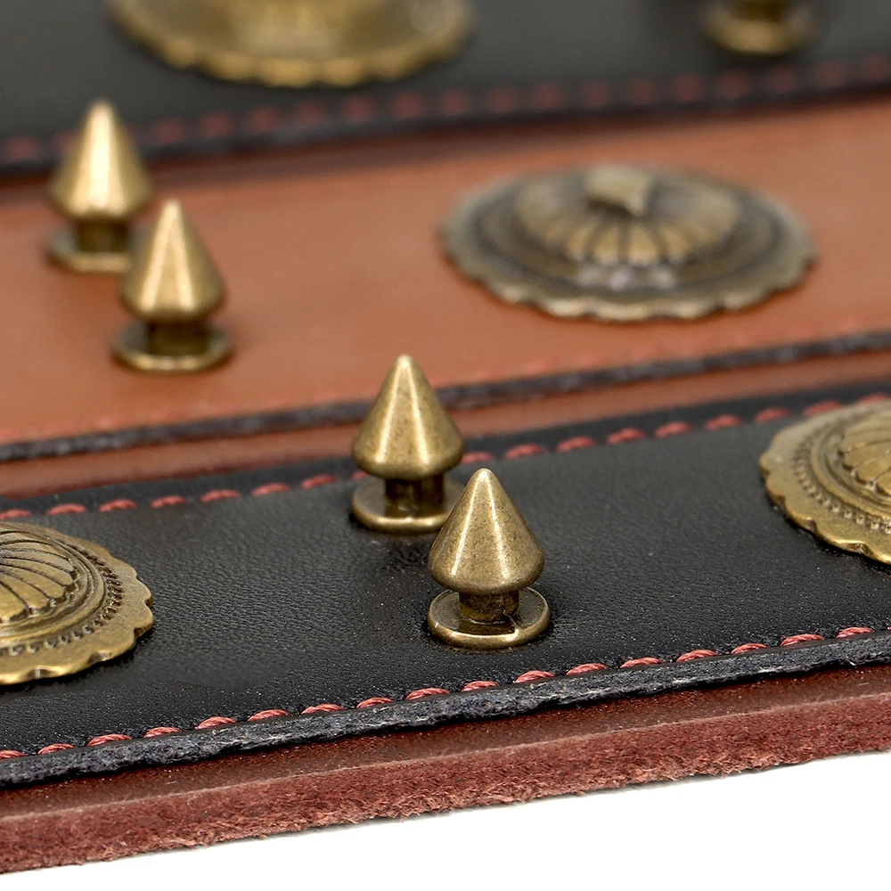 Collar de cuero genuino con tachuelas para mascotas, Correa ajustable para perros grandes, medianos y grandes, Pitbull - imagen 4