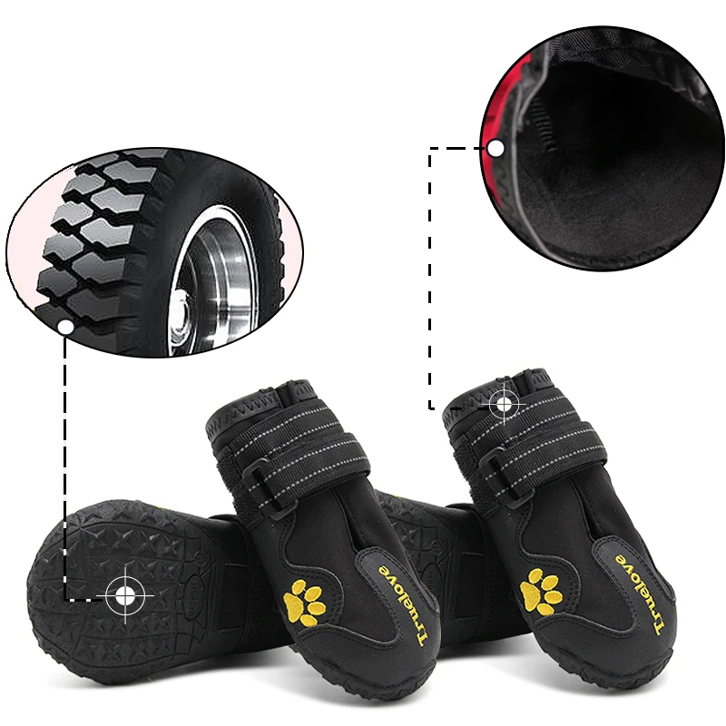 Winhyepet-zapatos para perros, botas cálidas impermeables, suela de TPR antideslizante, calzado para nieve, protege los pies, 4 Uds., zapatos para mascotas para caminar, viajar - imagen 5