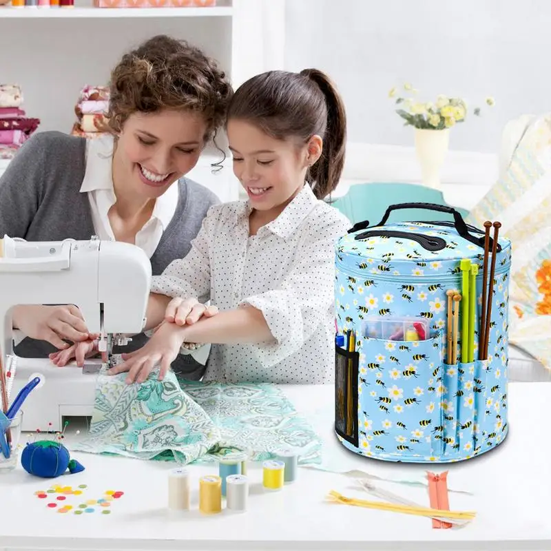 Bolsa de almacenamiento de punto vacía, bolso de ganchillo multifuncional, bolsas de mano de gran capacidad, artesanía de agujas de bricolaje, bolsa de hilo - imagen 3