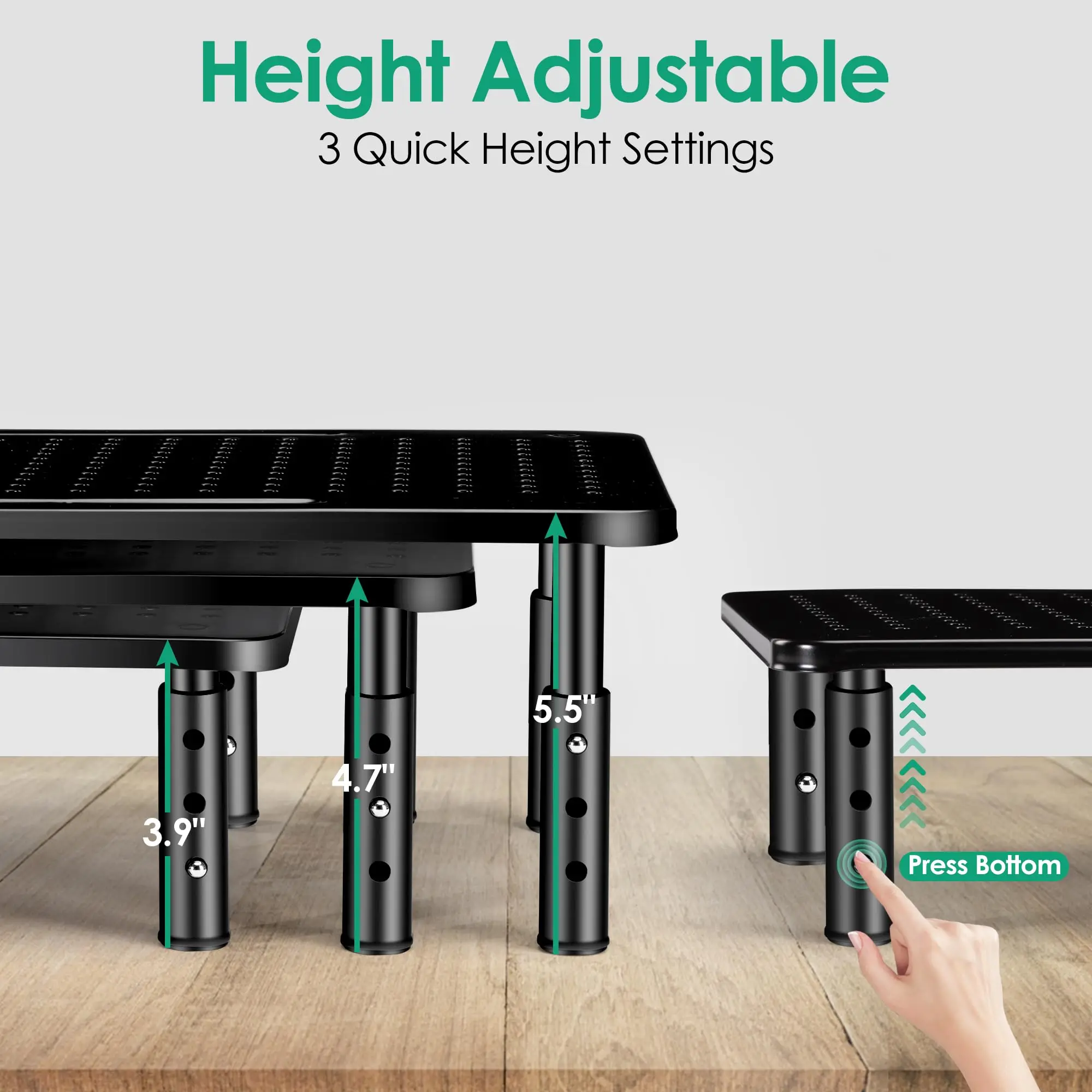 Soporte ajustable para Monitor de escritorio, soporte para pantalla de PC, soporte de exhibición para ordenador de escritorio, Monitor de ordenador de oficina y estantería - imagen 4