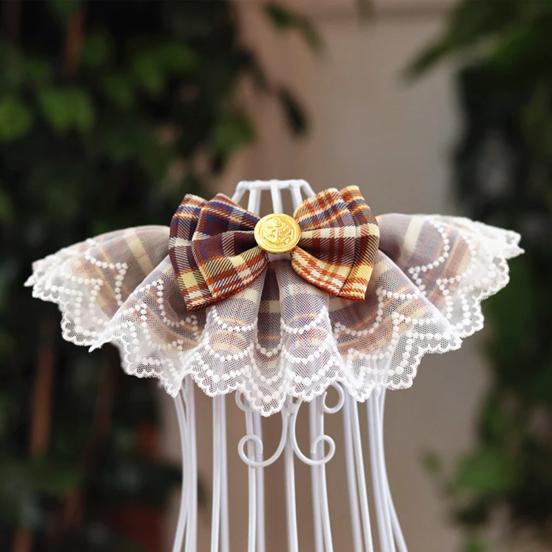 Babero de encaje para mascotas, toalla para Saliva con lazo, enrejado, flor, gato, perro, Collar decorativo, Bandana, accesorios para mascotas, 1 ud. - imagen 3