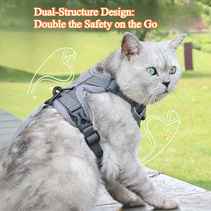 Juego de arnés y correa para perros sin tirones, chaleco con arnés ajustable para mascotas para perros pequeños, gatos, correa reflectante para el pecho para perros, caminar con plomo - imagen 5