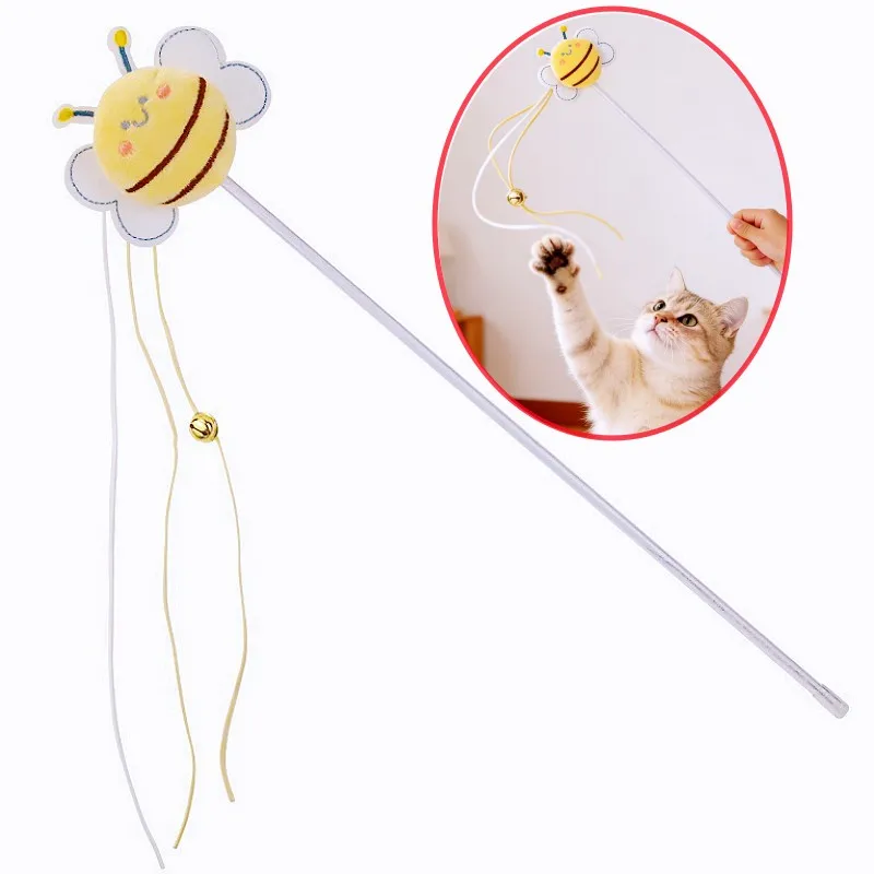 Juguete interactivo mariposa con varita para gatos – felpa y campana - imagen 3